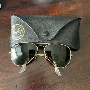 RayBan Aviators - polarized - gold rimmed sunglasses